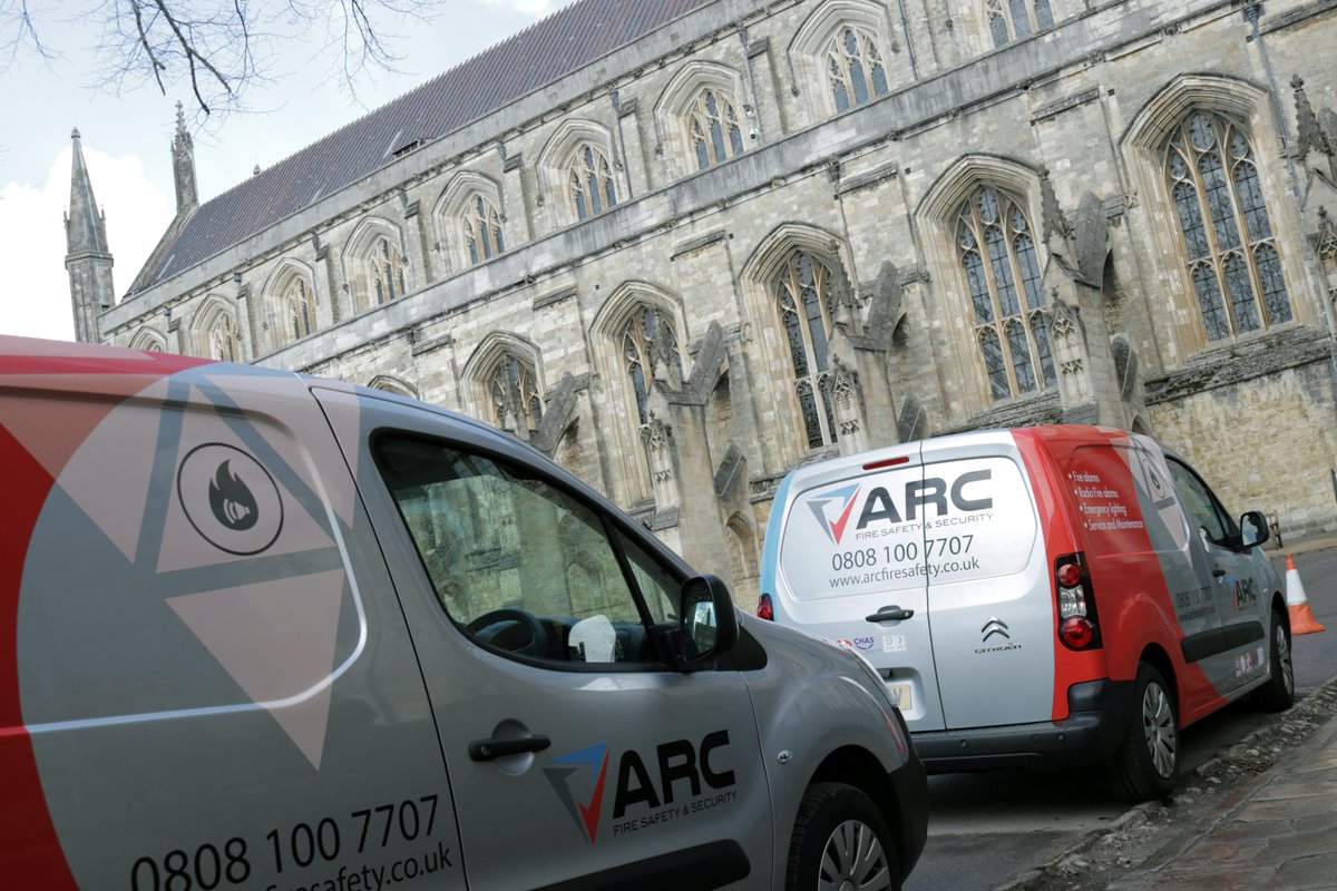 ARCFIRESAFETY's tweet photo. Great to see our new vans parked outside Winchester Cathedral, a long standing customer of 18 years. 
#CustomerService #firesafety https://t.co/EGsBrQF1TJ