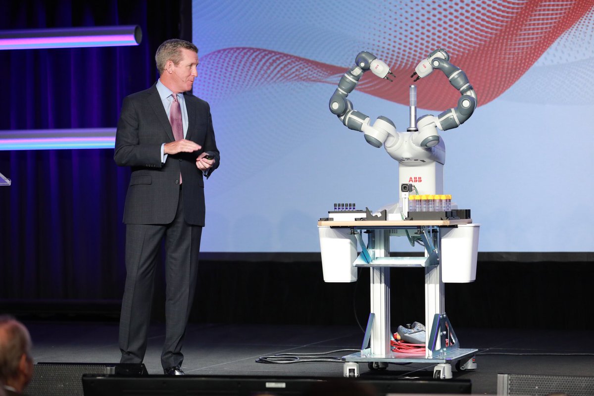 GHPartnership's tweet photo. .@TXMedCenter partnered with @ABBRobotics to create UMI. These robots allow much-needed pinpoint accuracy in the labs. —Bill McKeon, CEO, TMC #stateofTMC https://t.co/TaqrMCgAzY