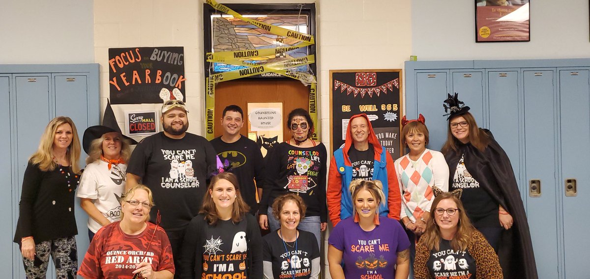 QOHSCounseling's tweet photo. Happy Halloween from the QO Counseling Department!

#SchoolCounselor #hsschat #HappyHalloween @QuinceOrchardHS @QOHSPrin_Thomas @mselzaQOHS @MsLyonQOHS @Mr_DRivera @McCormackPsych @MCPSCounseling https://t.co/dQt92UySsj