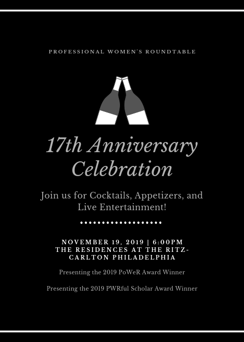 TheAgentLady's tweet image. I am SO EXCITED for Professional Women's Roundtable's #PWR17years celebration on November 19! #PWRphilly #PWRconnections #PWRfulMe

Event Registration Page: pwroundtable.com/event-3584716
Date: Nov. 19, 2019
Time: 6pm - 9pm
Location: The Residences at The Ritz-Carlton Philadelphia