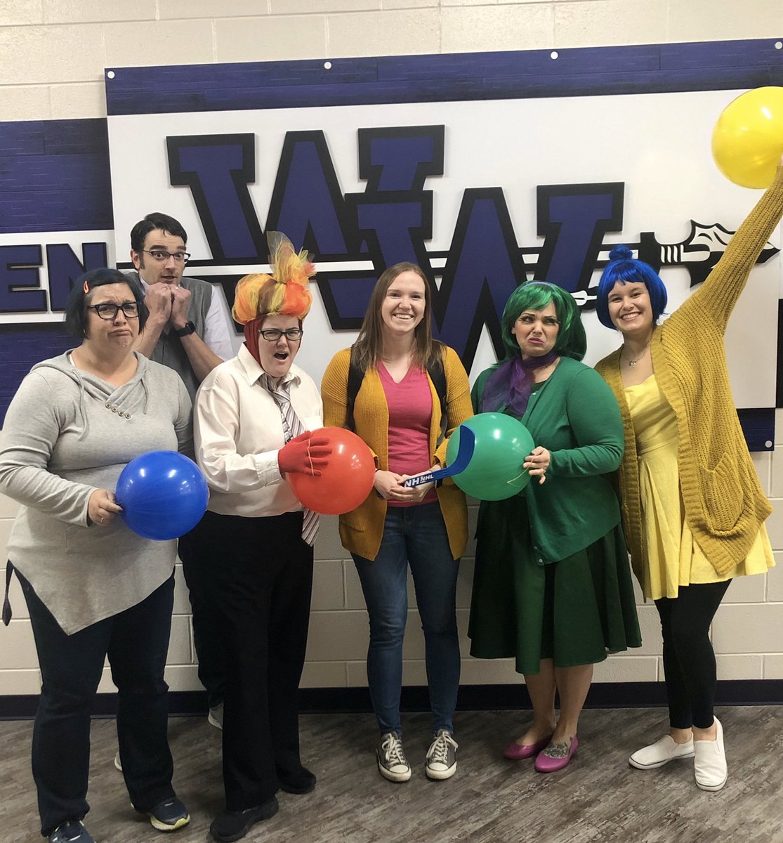 whsmrsb's tweet photo. An emotional day in the English department! Happy Halloween Warriors! 🎃🍁👻 #insideout #rileysemotions #whywbsd https://t.co/ytqJYbeUay