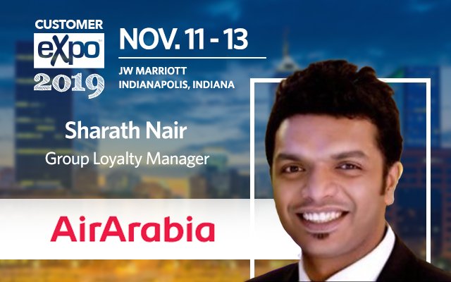 CustomerExpo's tweet photo. Sharath Nair of @airarabia_nl will share his brand's story on their loyalty program and how they aim to help passengers fly more often to more places at their own convenience! Hear from Nair and our other finals during #CustomerExpo- https://t.co/kMWhwNGPNt #airlines https://t.co/ieYh1zcGo5
