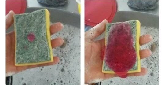 Minha mãe lavando louça / eu lavando louça