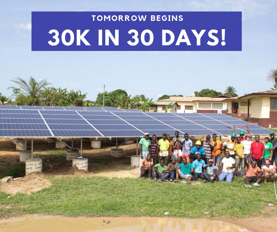 RREALSolar's tweet photo. Tomorrow begins our second 30K in 30 Days. For the month of November, we will be raising $30,000 to help finish fund our solar microgrid/workforce development project with Curran Hospital in Liberia. Help us reach our goal and bring clean, reliable energy to Liberia. #SkiptheGrid https://t.co/5vZuoiGA61