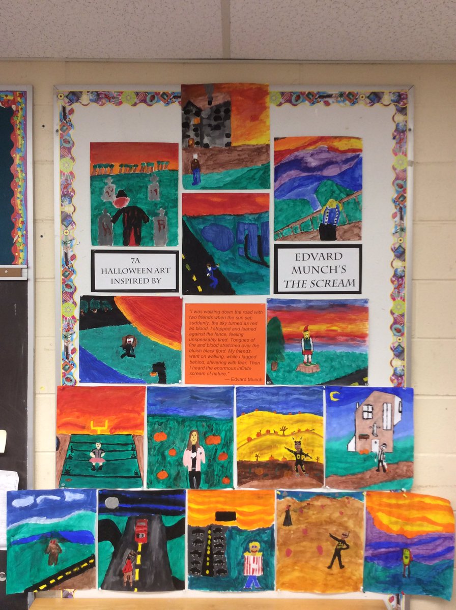 Barrett_teach's tweet photo. Happy Halloween 🎃 from 7A!  Great costumes and art! https://t.co/vo2vJJ2RBF