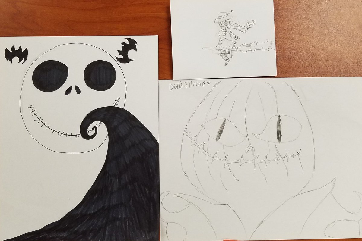 msimms514's tweet photo. Happy Halloween! Hoffmaster's 6th &amp; 7th grade art classes came in for a lesson on imagery using poems &amp; music as inspiration. #ccisdlibs @CCISDLibrary @CLI_Eagles https://t.co/x6VA8NK2O3