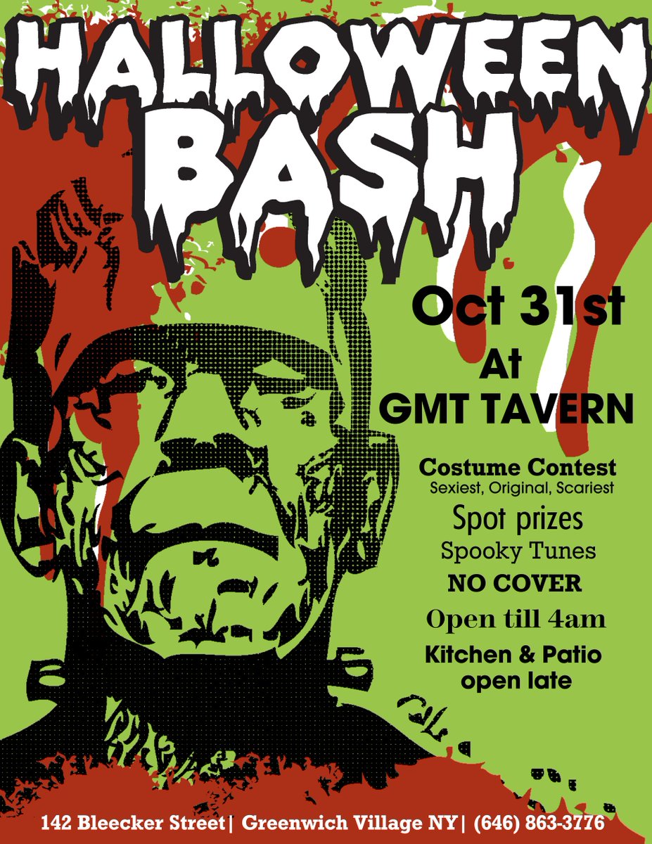 GMTTavern's tweet photo. Halloween Party tonight @GMTTavern #bleeckerstreet #halloween2019 #Boo #scary #getyourdrinkon #party #HalloweenParty2019 #westvillage #NYC #NewYork #halloweenparade https://t.co/orj55Mf7t4