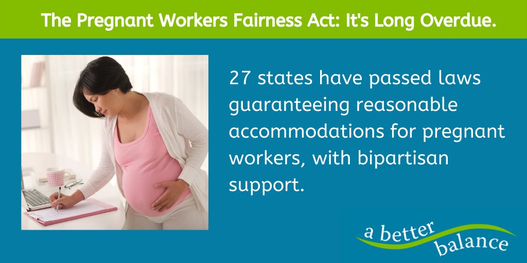 ABetterBalance's tweet photo. Women of color and women in low wage & physically demanding jobs are especially impacted by pregnancy discrimination.
It’s time for a uniform law: the federal Pregnant Workers Fairness Act. Pass the #PWFA & #ProtectPregnantWorkers! #PDA41 https://t.co/cRUbbUwHUa https://t.co/Oiqzke1Lck
