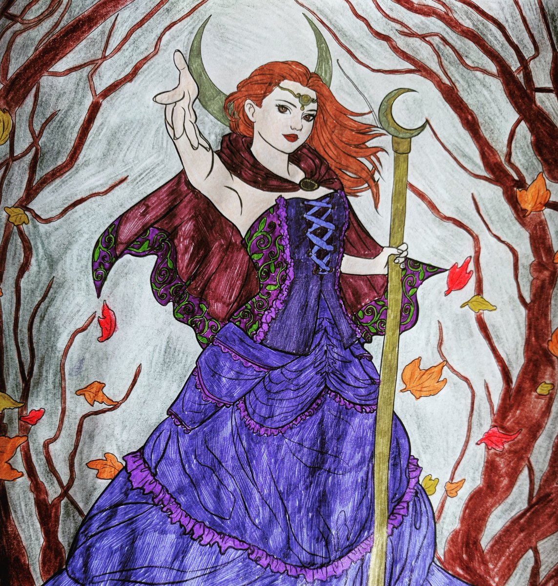PaigeEtheridge1's tweet photo. Happy Halloween! May you be inspired! 🎃🍁👻🧙‍♀️✨🧡

#HappyHalloween #halloween2019 #Halloween19 #halloween #witch #MagicDay #colorselina #selinafenech #scorpio #scorpioseason #Autumn #fall #adultcoloring #autumnspell #spell #woods #forest #coloring https://t.co/JRuSGifhfi