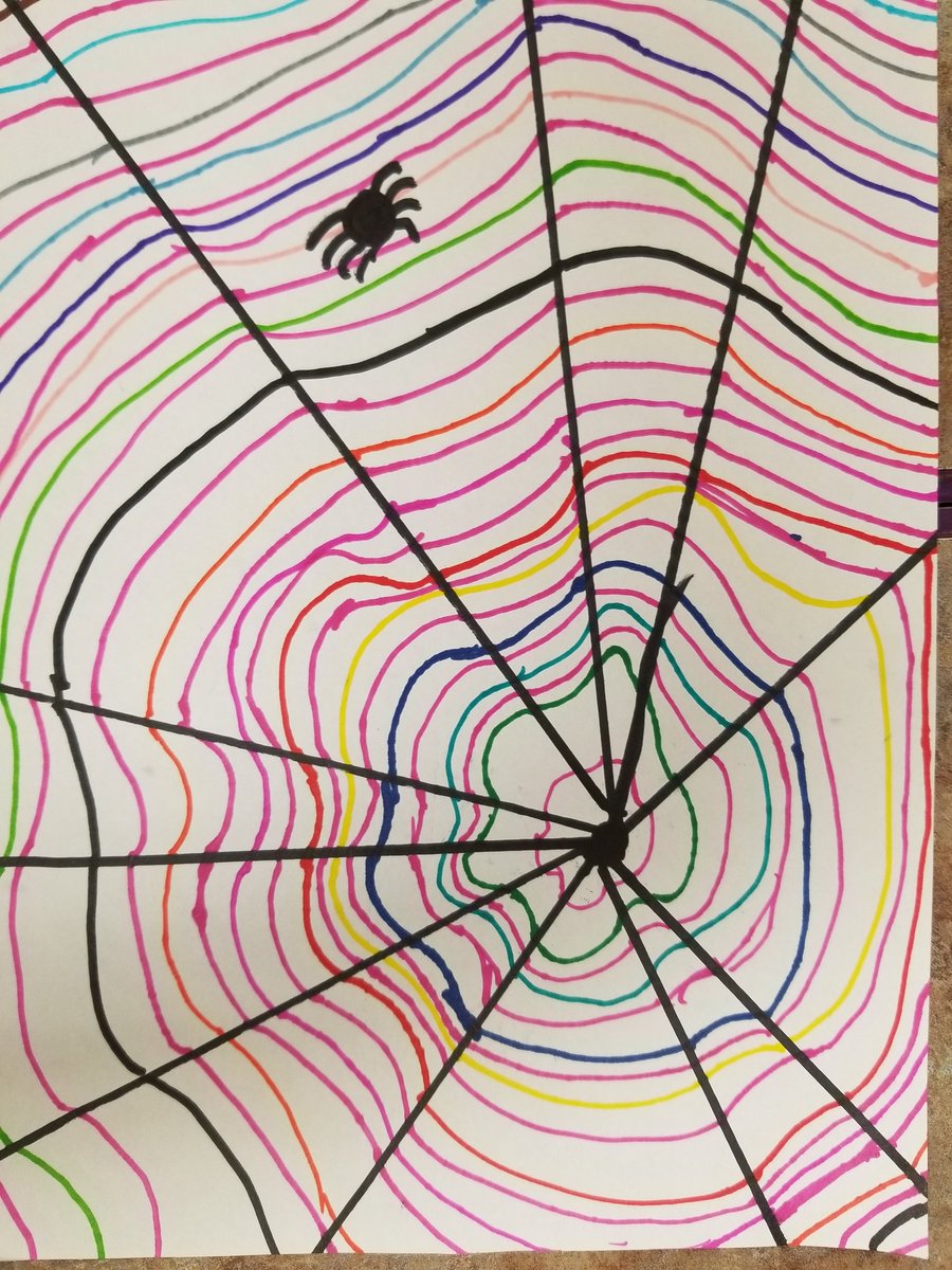 MsGallagherWES's tweet photo. Wes 4th grade artists created spider webs for Halloween today! #Wayne #atted #artmatters #art #wes #halloween2019 #spiderweb #illusionart #spooky https://t.co/vntpJkfGas