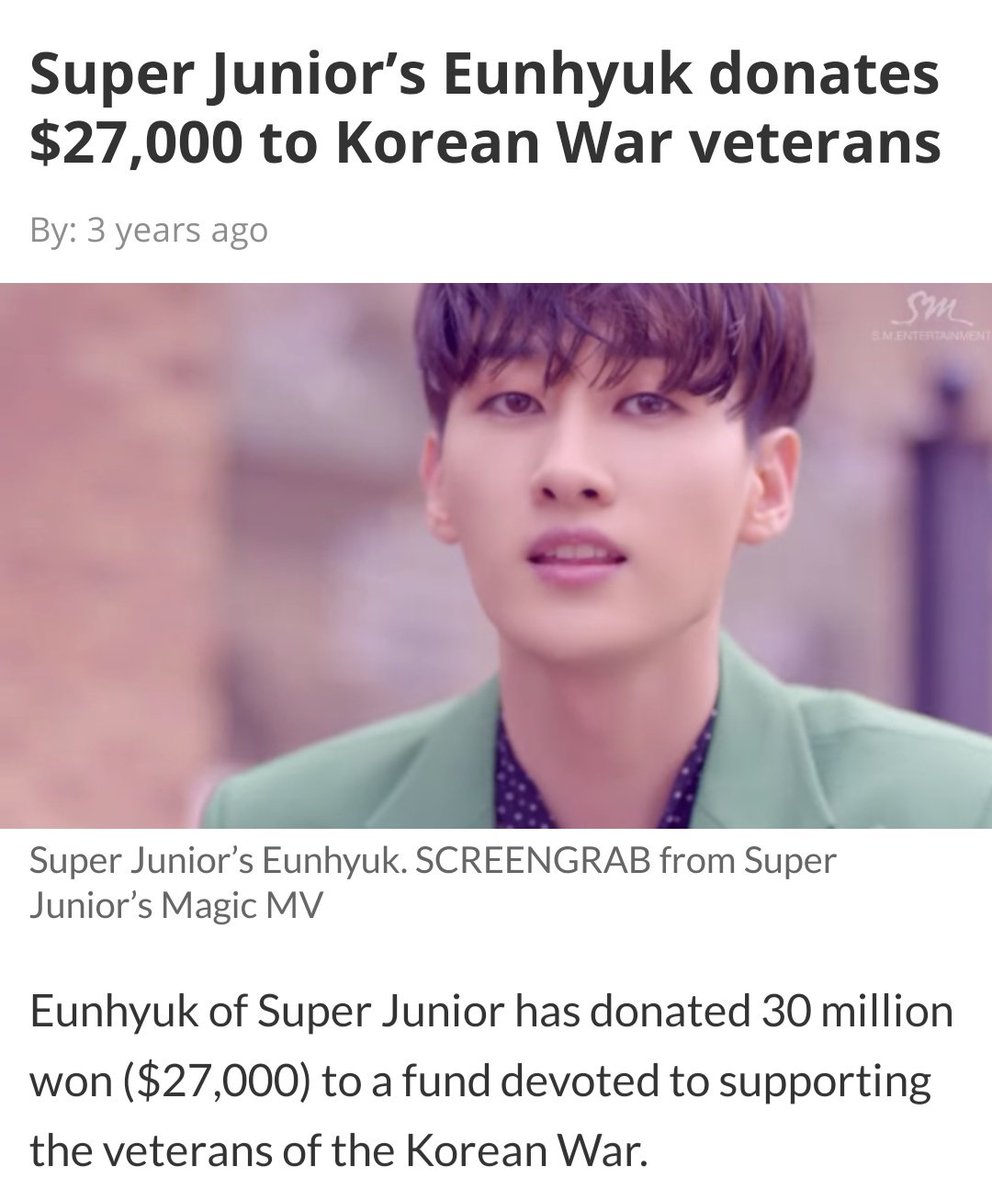 “I have been always interested in donation, since I myself have been through difficulties,” said Eunhyuk.“War veterans are heroes who sacrificed their youth for the nation. But the reality is that they are relying on insufficient government subsidies.”