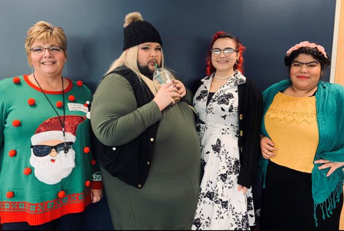 Equianllc's tweet photo. Let the ghoul times roll! Equian's Des Moines, Iowa office wants to wish everyone a Happy Halloween 🎃👻💀
.
.
.
.
#HappyHalloween #TrickOrTreat #SmellMyFeet #ChristmasCarol #BasicFallGirl #ClassicBeauty #FridaKahlo #HalloweenCostumes https://t.co/8PlwUNZyvk