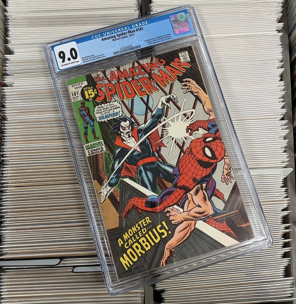 ssexclusives's tweet photo. Amazing Spider-man 101 CGC 9.0 First appearance of Morbius! Spidey — an outcast with six arms! And he will need them all when he meets the vampire thing called MORBIUS! #keyissue #firstappearance #amazingspiderman #morbius #comicbookinvest #comicbookcover #asm101 https://t.co/n5NFTzO3KG