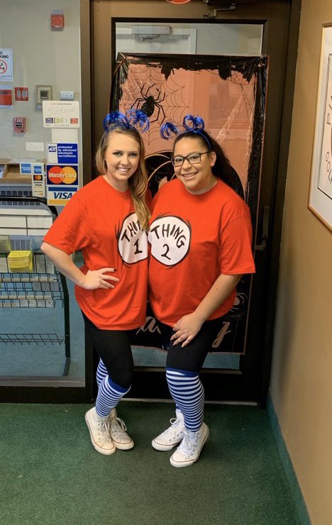 PinchBrookGolf's tweet photo. Happy Halloween from the Director of Golf and Assistant Director of Golf, dressed up as Thing 1 &amp; Thing 2 today! What are you all being?? https://t.co/CoV6kFjfRP