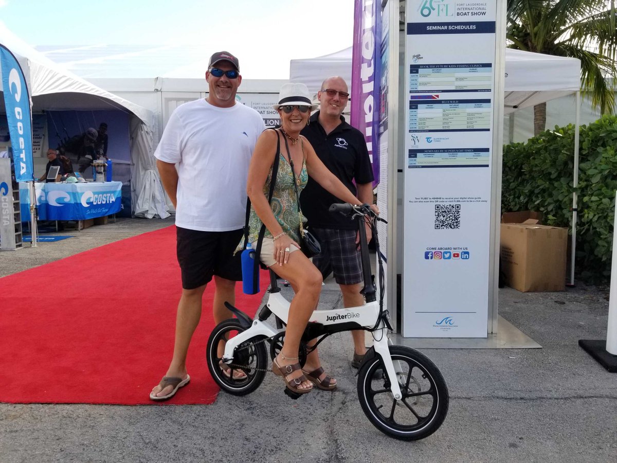 Come try out JupiterBike at Fort Lauderdale International Boat Show- THE WORLD'S PREMIER MUST-SEA EVENT! #flibs #flibs2019 #foldingBike #foldingElectricBike #marine #boat #compact