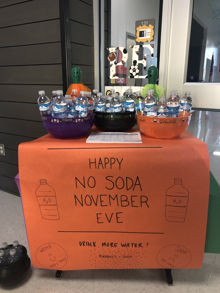 The staff <a href="/ELCSouth_KISD/">ELC South - KISD</a> is SUPER  pumped about the start of No Soda November tomorrow. Don’t mind the groans and whining you may hear in the halls. #drinkmorewater <a href="/jkleach01/">Jason Leach</a>