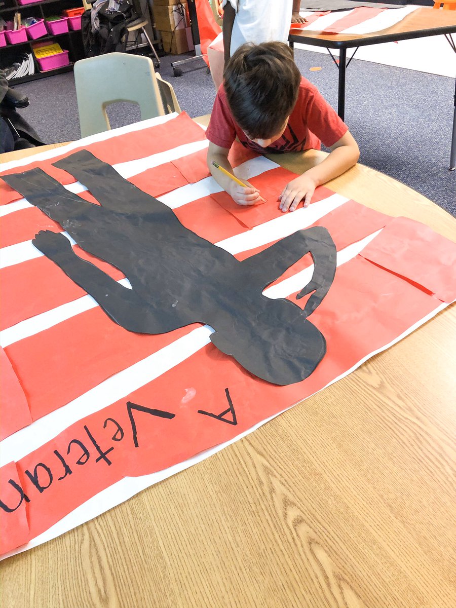 MrsMillerBoyd's tweet photo. Our Veterans Day silhouette project turned out AWESOME! I love hanging beautiful work in the hallway. 🇺🇸@BoydBlackhawks https://t.co/tNsJ8ktzsY