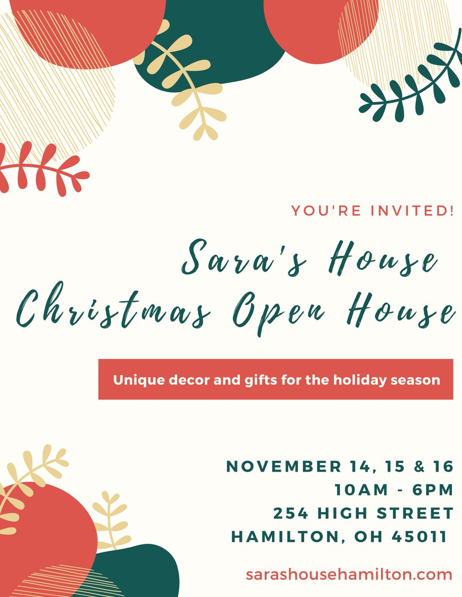 Join us on Nov 14-16! #christmasopenhouse #hamilton #sarashousehamilton