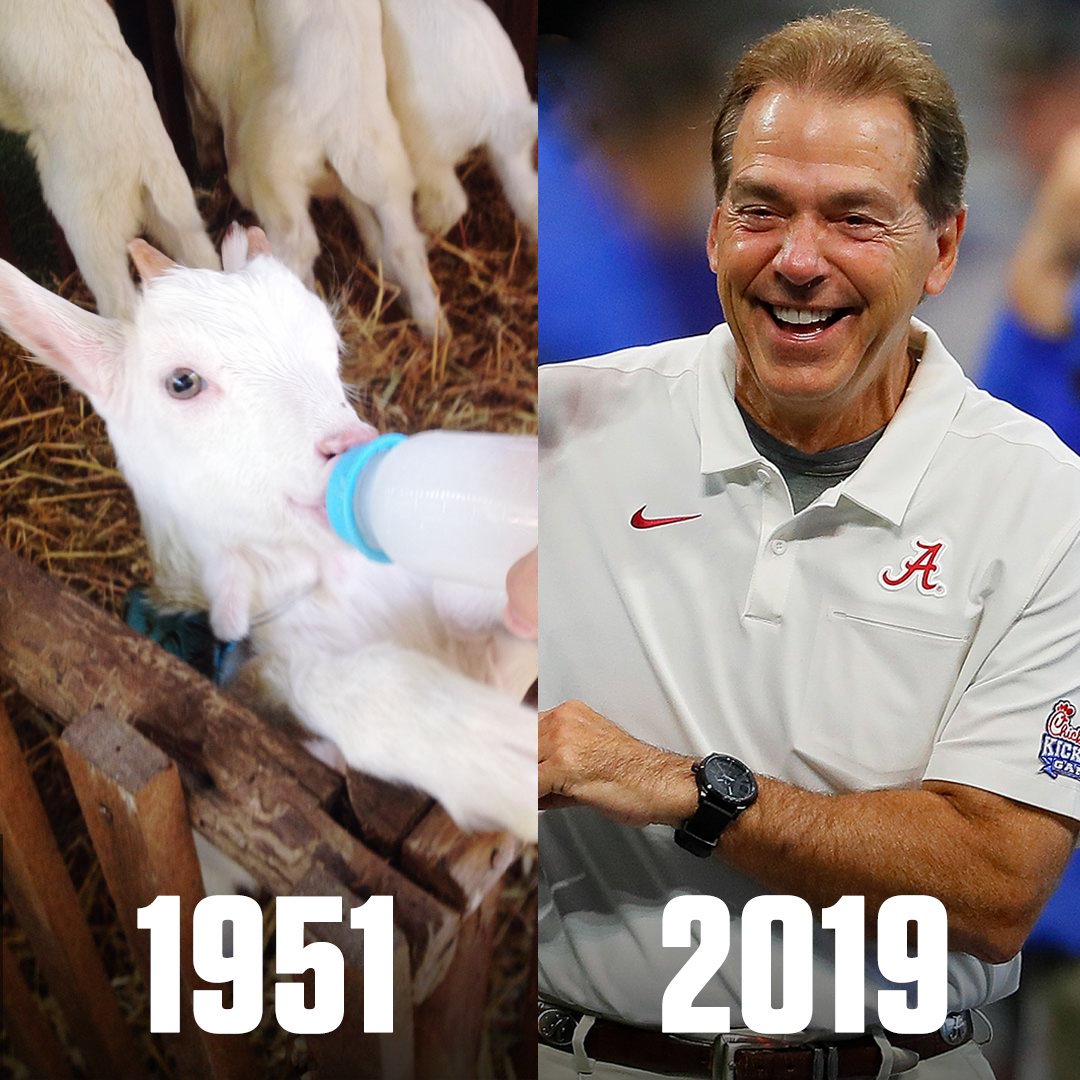 SECNetwork's tweet photo. The 🐐 turns 68 today. Happy birthday, Nick Saban! https://t.co/WPa6hmTXU6