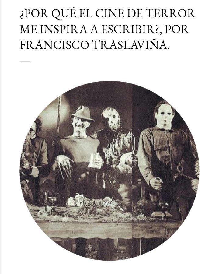 alciff's tweet photo. Hoy el Continuo Cronn nos trae ¿POR QUÉ EL CINE DE TERROR ME INSPIRA A ESCRIBIR? De Francisco Traslaviña. Un texto ideal para esta noche... ¡Muajajajaja! #Alciff #AlciffChile #CFchilena
https://t.co/JPgLiUnpnu https://t.co/ZEfelhZ3sa