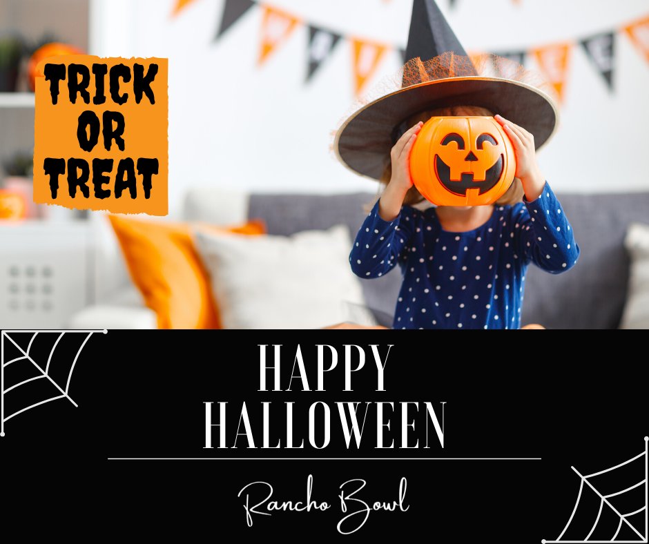 RanchoBowl's tweet photo. HAPPY HALLOWEEN from Rancho Bowl! Trick or Treater's are welcome. Stop by while supplies last 👻 https://t.co/ZpOtjHAjog