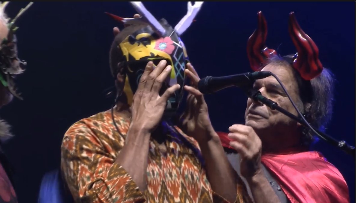 Congratulations to <a href="/OteilBurbridge/">Oteil</a> on getting his horns tonight and becoming an official rhythm devil! We love what you bring to the drums party! #RhythmDevil #Horned <a href="/deadandcompany/">Dead & Company</a> <a href="/mickeyhart/">Mickey Hart</a> <a href="/BKreutzmann/">Bill Kreutzmann</a>