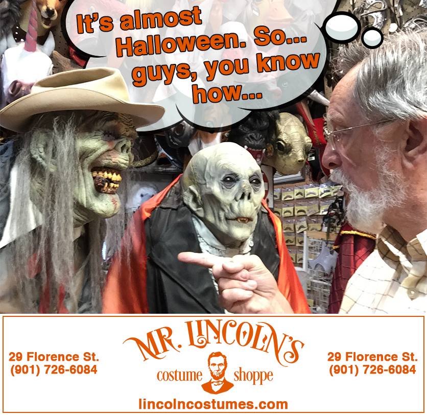 LincolnCostumes's tweet photo. LAST MINUTE HALLOWEEN PARTY? Come over, WE ARE OPEN UNTIL 9PM TODAY! We have everything you need for your Halloween costume and more. https://t.co/CMltXaTCB3 - 29 Florence St. Memphis TN (901) 726-6084

#Memphis #CostumeShop #Halloween #halloweencostumes #costume #Halloween2019 https://t.co/J0MGmxfyhU