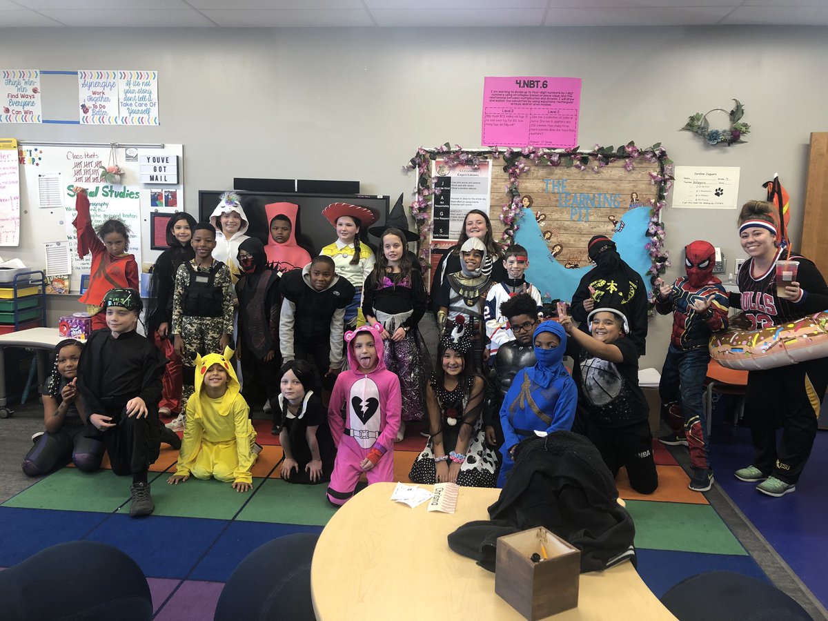 Happy Halloween from the 4th Grade Dunkin’ Donuts team and scholars in studio 4! We definitely had to have our <a href="/dunkindonuts/">Dunkin'</a> coffee to make it through the day and complete the costume! 🎃 <a href="/miss_stauffer/">Miss Stauffer</a> #Jardine501 #WeAreTPS
