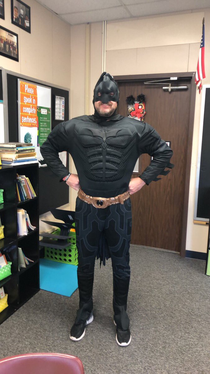 Batman was principal at Crockett today! <a href="/crockettwfisd/">Crockett Coyotes</a> #bebold #iamwfisd