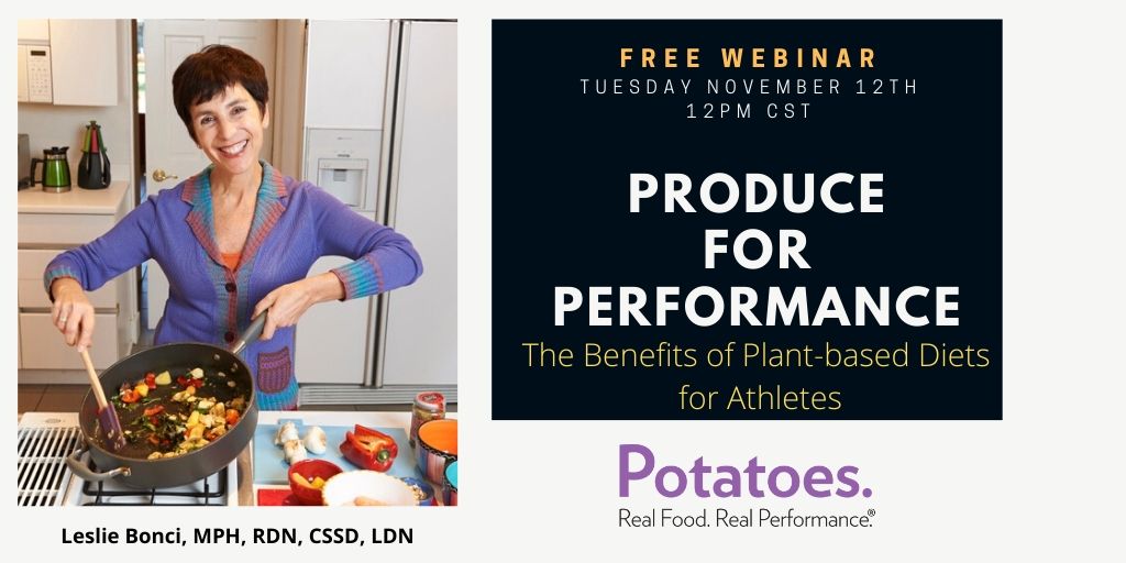 mysportsdiet's tweet photo. Reserve your seat in our free webinar hosted by @lesliebonci “Produce for Performance: The Benefits of a Plant-based Diet for Athletes” #sponsored by @PotatoesFuelYou on November 12th 12CT. Register Here: https://t.co/21wIiPQXKt https://t.co/BLT6awe8sM