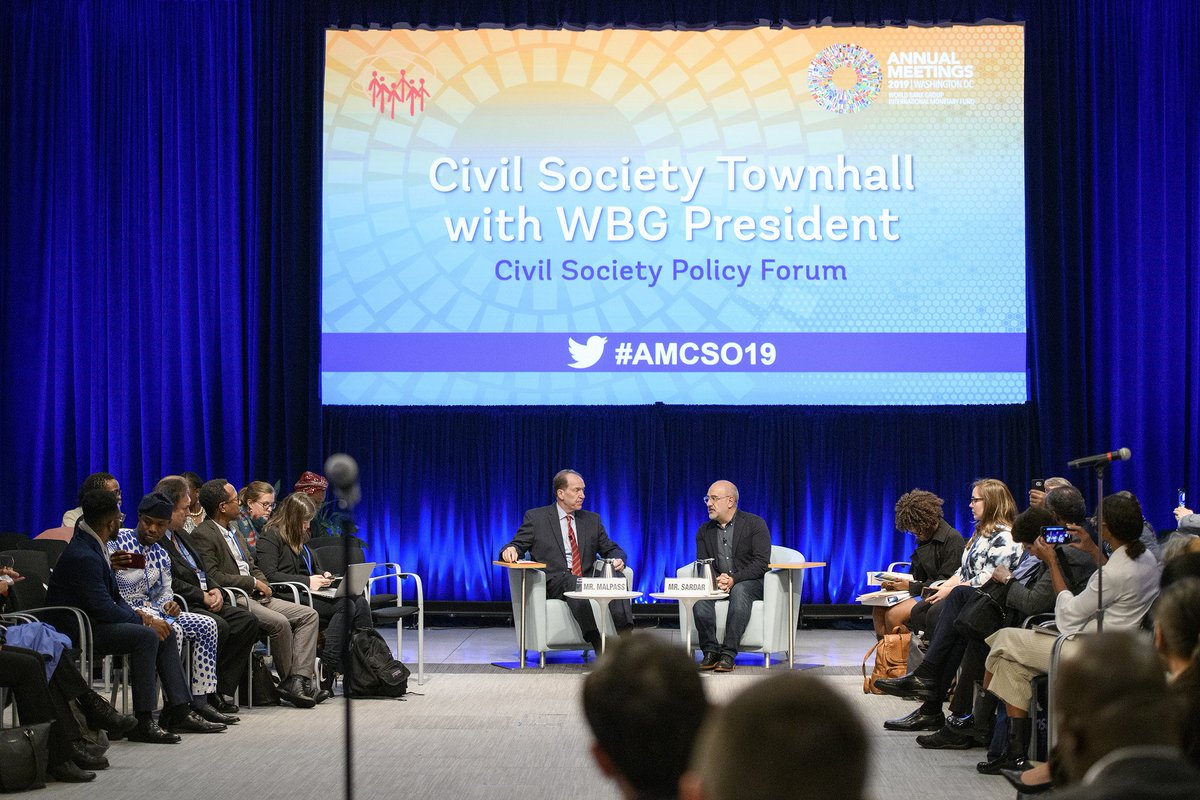 WorldBankLive's tweet photo. Did you catch our 2019 Civil Society Townhall? If you missed it, be sure to catch the replay: https://t.co/GE334nU9Qv #AMCSO19 #WBGmeetings https://t.co/guDnjIkUXm