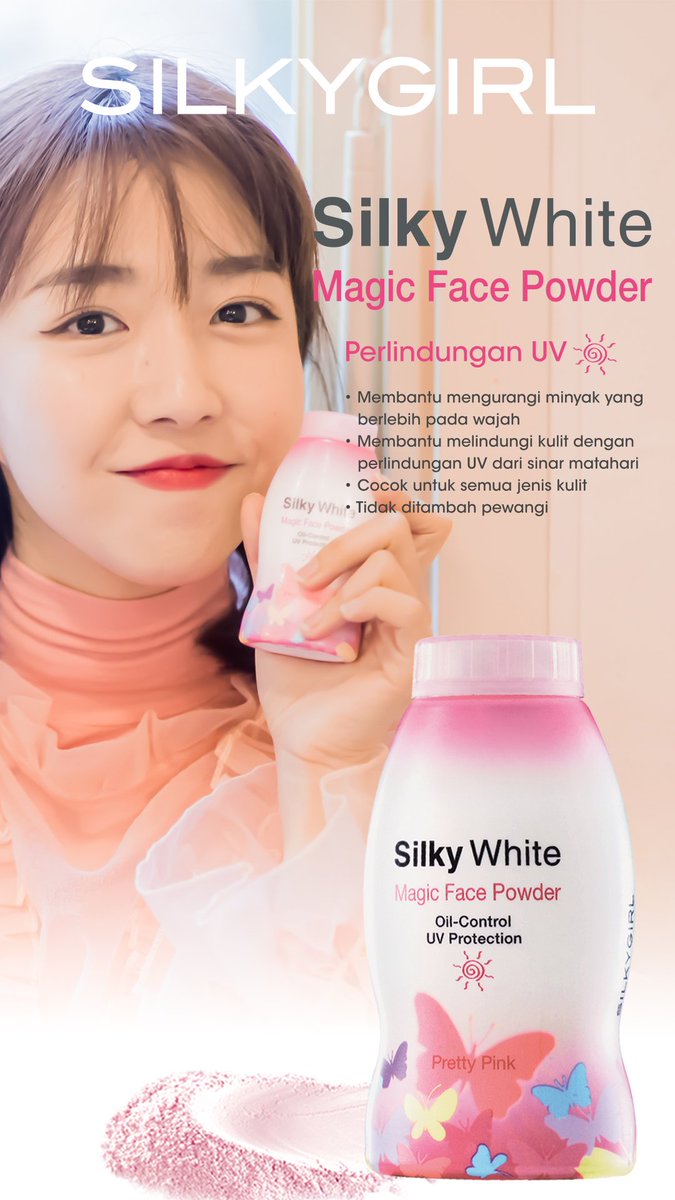 SILKYGIRL #magicfacepowder bisa menahan minyak di wajah &amp; melindungi wajah mu dari sinar UV seharian, cocok untuk semua jenis kulit.  Tersedia eksklusif hanya di Dan+Dan, Matahari Dept. Store, dan Toko kosmetik terdekat di kota mu! #silkygirlid #unleashyourconfident