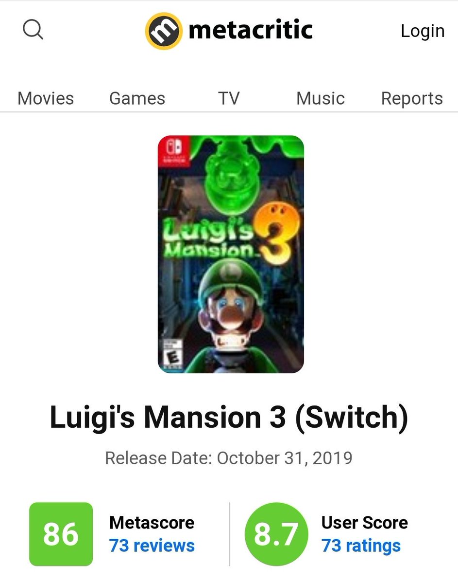 luigi's mansion 3 switch metacritic