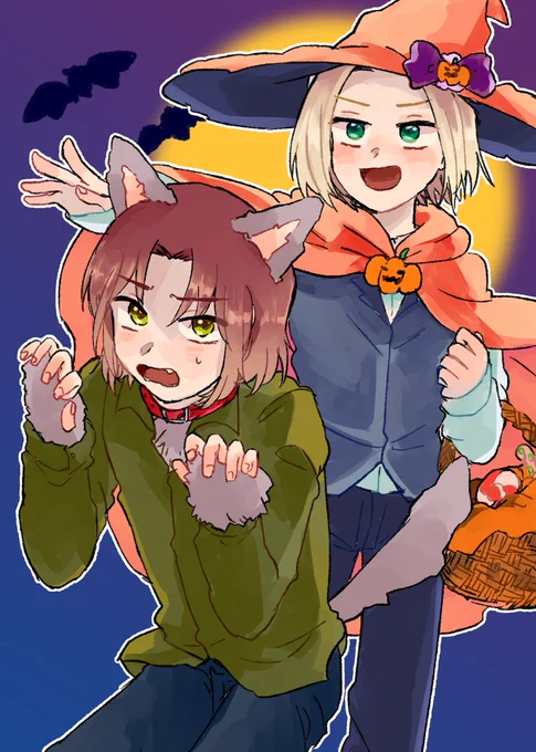 #APHワンドロ版深夜創作60分一本勝負
@Hetalia_1daw
遅刻です
まるかいて親友で「ハロウィン」 