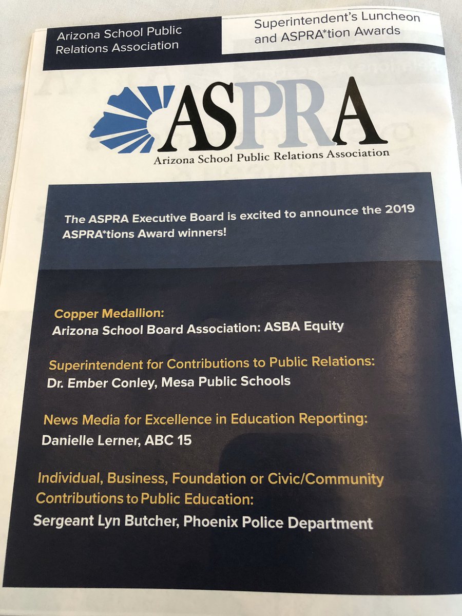 mcschoolsup's tweet photo. Congrats to the winners especially @daniellelerner @abc15 for helping to keep the public informed about upcoming school district bond and override elections. #ASPRAtions2019 awards from @AZSchoolPR https://t.co/8JOIKuojIZ