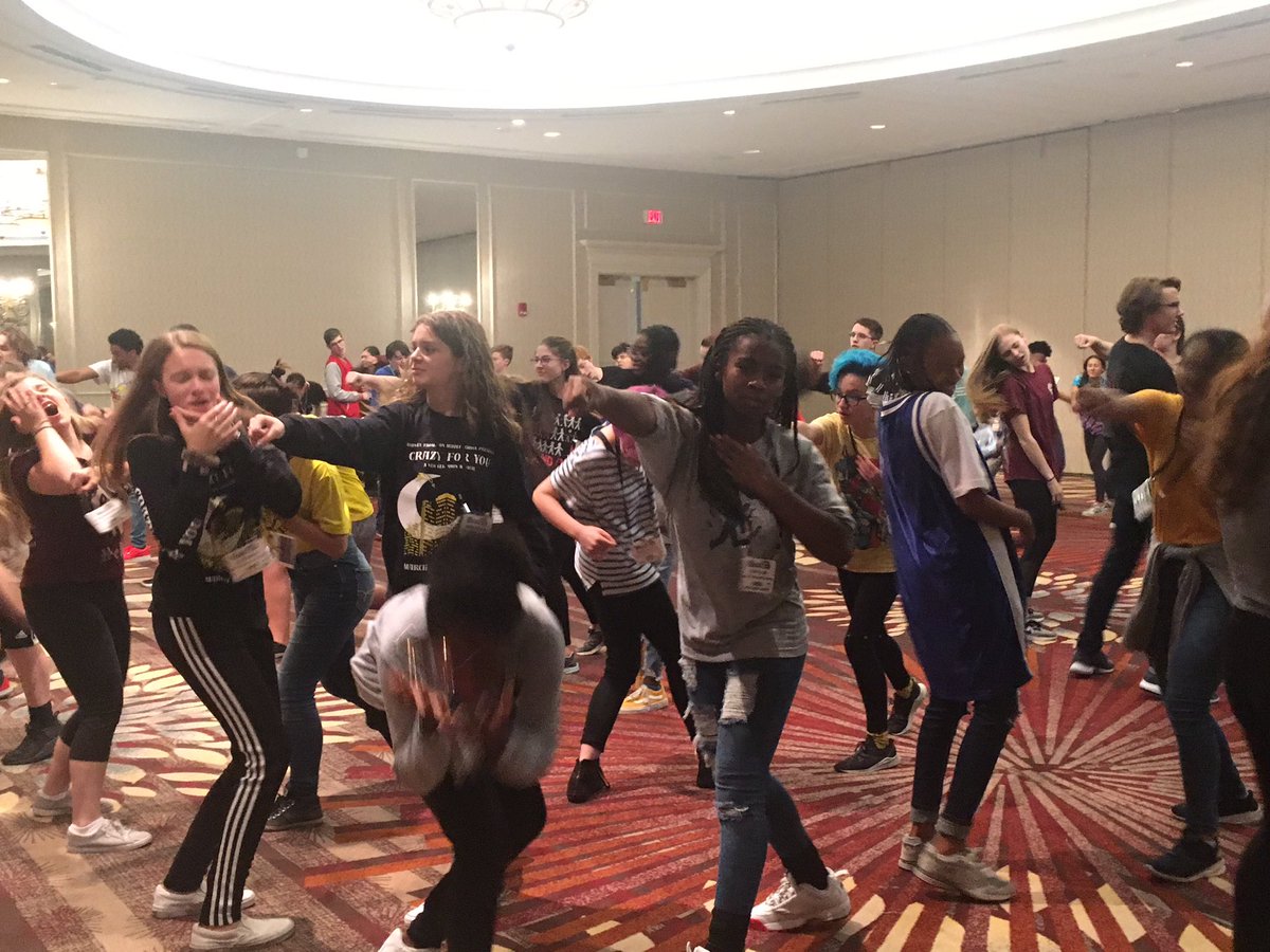 RTMS students learning theatrical techniques to fighting at Virginia Theatre Association conference. 
No discipline referrals here, folks! 😁
