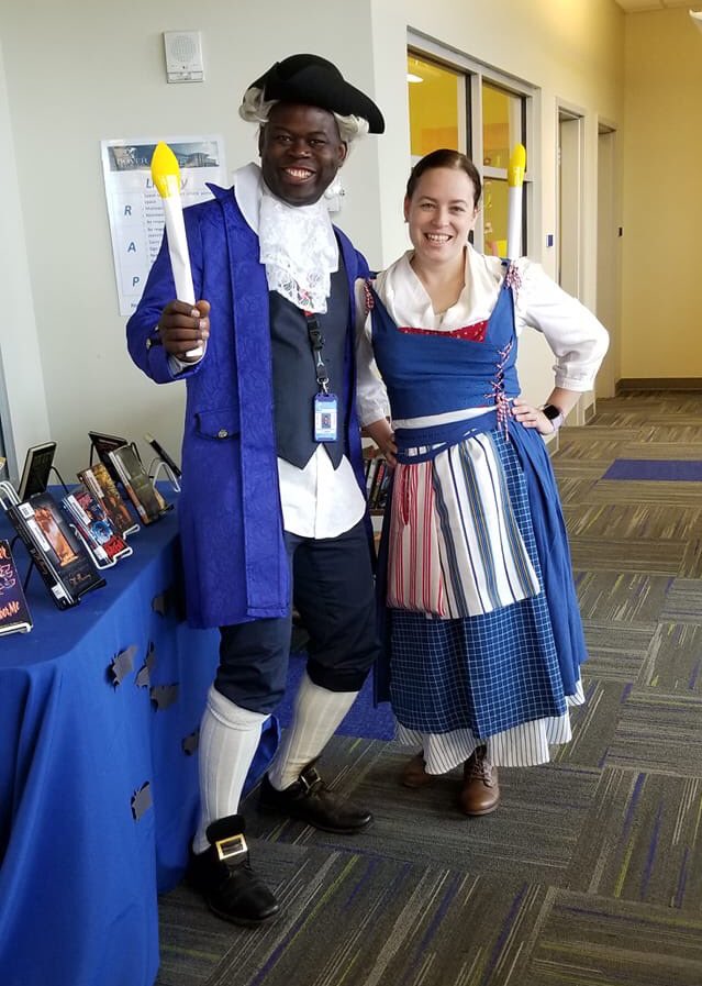 MmeGregDHS's tweet photo. Belle and Lumière celebrating Halloween and French Toussaint @CSDDoverHigh @DrVosh_DHS https://t.co/EVM1z930HY