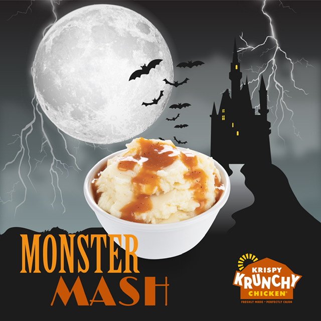 krispykrunchy's tweet photo. We did the mash, we did the monster mash(ed) potatoes! The monster mash(ed) potatos, it was a gravy smash! You ate the mash, it was gone in a flash! 🧟‍♂️ 🧛🏼‍♂️ 🎃  Happy Halloween! #monstermashedpotatoes #happyhalloween #krispykrunchychicken https://t.co/qj8uhaEcou