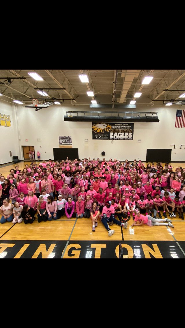 CabellHms's tweet photo. Huntington Middle’s annual Pink Out was a success. This year we did Powderpuff football for breast cancer awareness. Raising money for a great cause. #mycabellschools https://t.co/B0skIYIuhJ