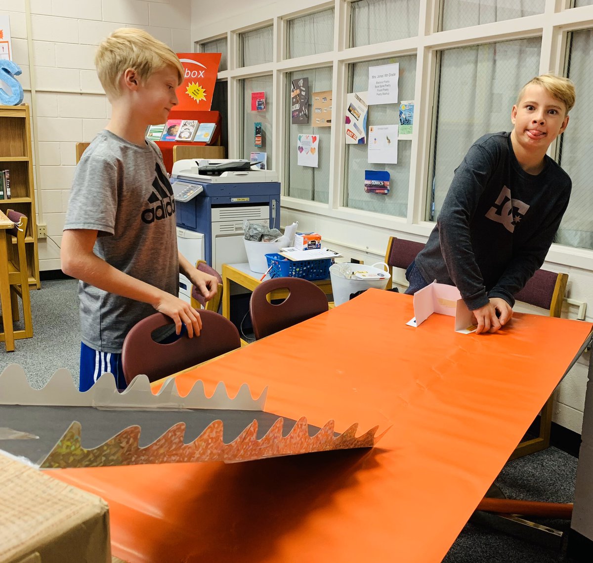 ashley_basnight's tweet photo. Exciting day with the Runaway Pumpkin!  Students in 6th and 7th Grade TakeFlight created barricades to keep the Pumpkin from destroying the town! #TakeFlight #STEMfun #LoveWhatYouDo #MiddleschoolCTEiswaycool #IgniteDCS https://t.co/hU4F2n0mLP