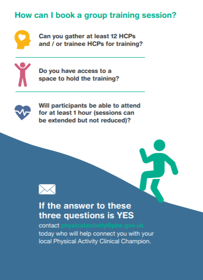 annalowephysio's tweet photo. Physical Activity Clinical Champions training from @PHE_uk 
Email us for more details https://t.co/Z6GBJv3ard