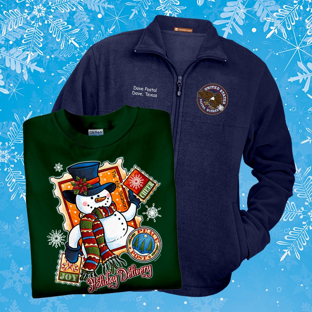 WorkPlacePro's tweet photo. Holiday Postal Shirts are on Sale Now! Order your shirt or fleece jacket before 11/14.
https://t.co/8DZaxLALNg
#deliveringcheer #postalpride #workplacepro https://t.co/zksn5TXD38