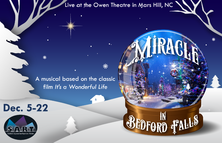 SARTplays's tweet photo. Save the dates! MIRACLE IN BEDFORD FALLS returns to SART December 5-22! Tickets on sale now at the box office (828) 689-1232 or https://t.co/dqShHD5AGN. Hope to see you there! 🎄🎼#asheville #avlent #avltoday #avlmusic #avltheatre #WNC #MiracleInBedfordFalls #SARTplays https://t.co/RsJNkZAYHc