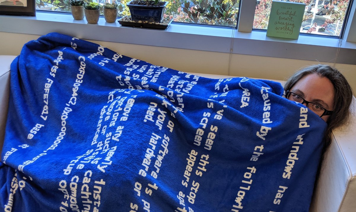 Wearing an old school blue screen blanket
