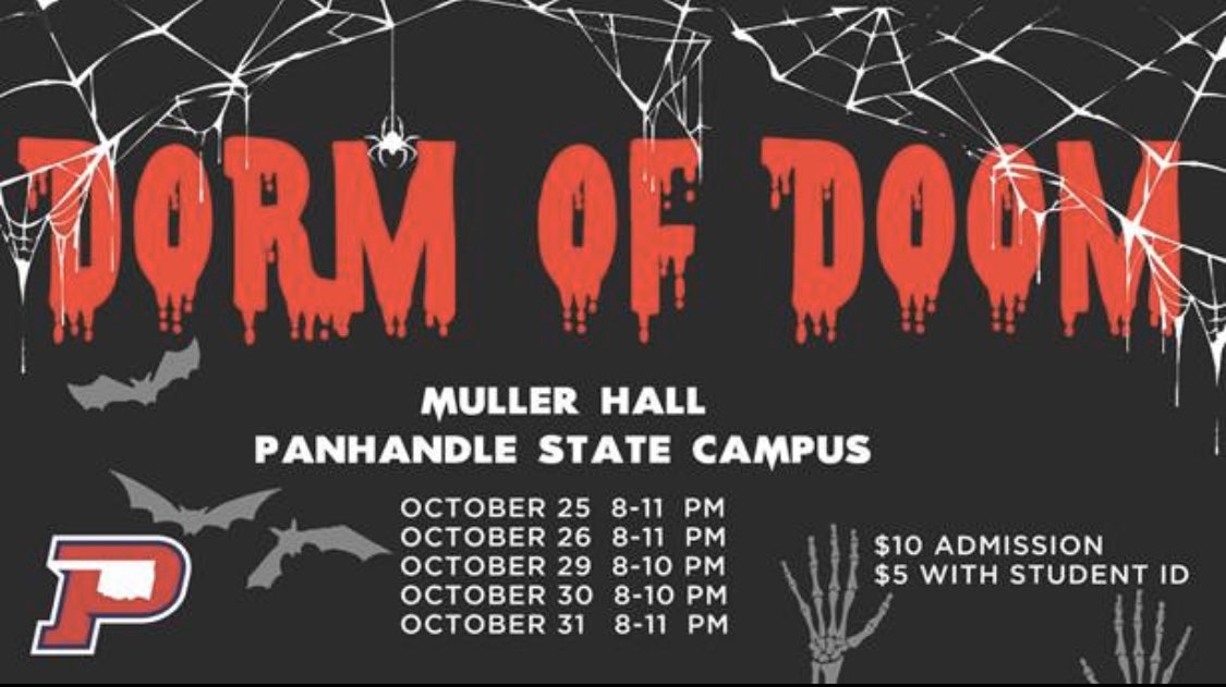 OPSUAggieCheer's tweet photo. Last day of Spooky Season and last day of Dorm of Doom👻🎃🖤 https://t.co/Rfgjf5DfIX