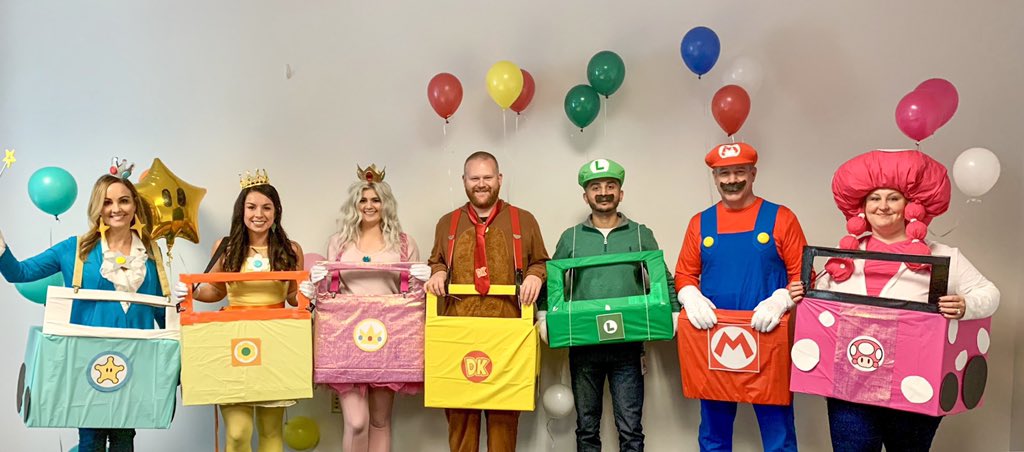 JordanWerley's tweet photo. Store Ops Support has you covered from the frontline to the finish line 🏁 #mariokart #OPsessed #TMoHalloween #teamcostume #winning #spookyseason @MagentaErika @sjreines @SuperT27 @rufs4fun https://t.co/RN2nPhyT39