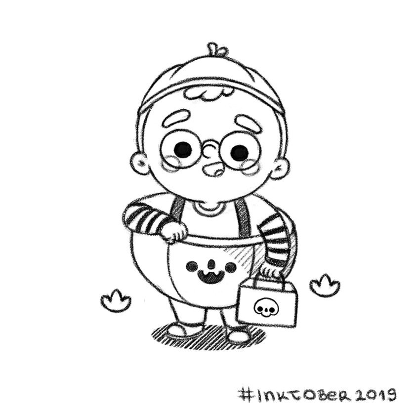 Finishing the Inktober with this little pumpkin boy🎃. #inktober #inktober2019 #childrensillustration