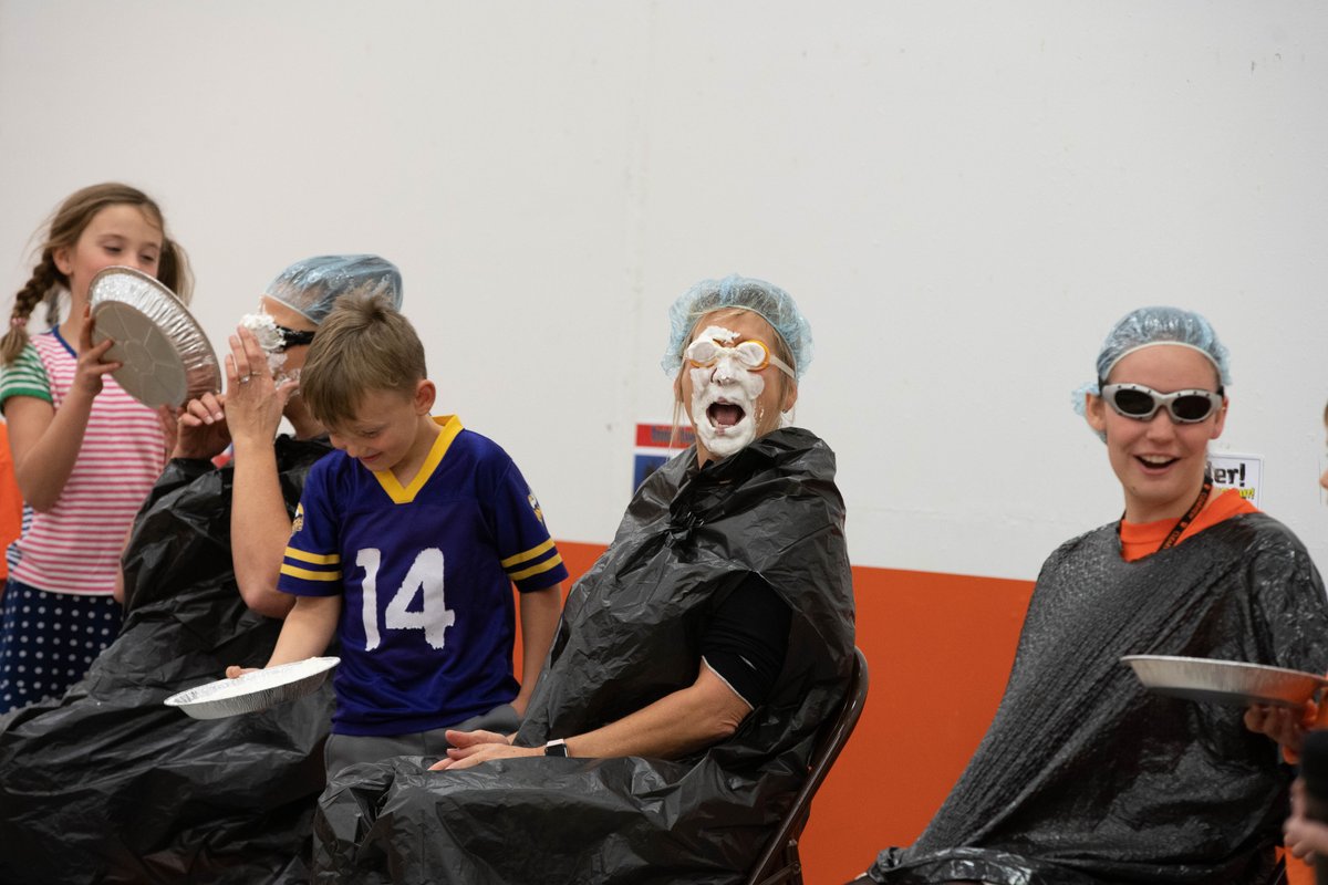 ISD742's tweet photo. Clearview staff literally took several pies in the face today! They're such good sports! #IAMClearview #pieintheface #IAM742 https://t.co/Amm9Y7qfbQ