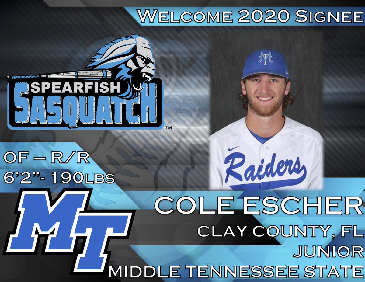 sprfshsasquatch's tweet photo. We have a #SquatchSighting from Clay County, FL. He attends school at @MTSUNews, please give a big Squatch Nation welcome to one of your 2020 Outfielders, @escher_cole!

@MT_Baseball @SGSC_Baseball
@CHS_Baseba11 @Exp_League @sprfshsasquatch https://t.co/6T7xPHRNgM