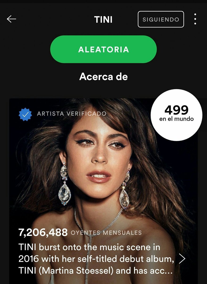LxtinoGang's tweet photo. Con hits presentes en los charts de varios países, por primera vez en su carrera, Tini entra al top de los 500 artistas más escuchados en Spotify, además, sigue como la segunda Argentina más escuchada en el mundo. https://t.co/Hnuu6o27N9